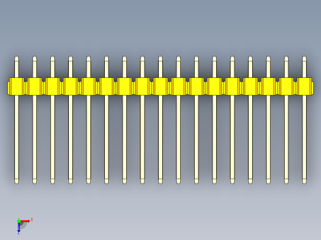 彩色公头100mil（2.54mm）系列-DS1021_yellow_2x17p_100mil_Type5_rev1.0俯视图