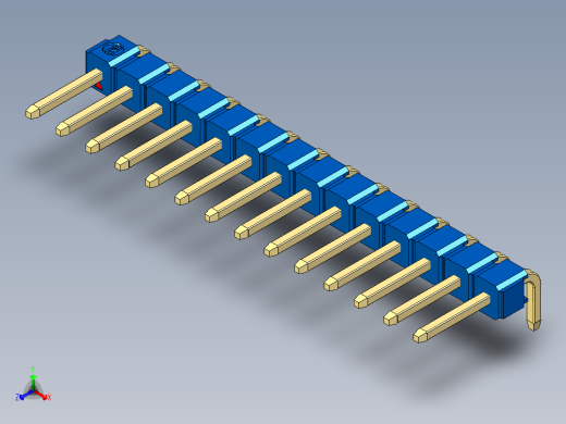 彩色公排针 100mil 2.54mm 系列-DS1022_blue_1x14p_100mil_TypeD_rev1.0