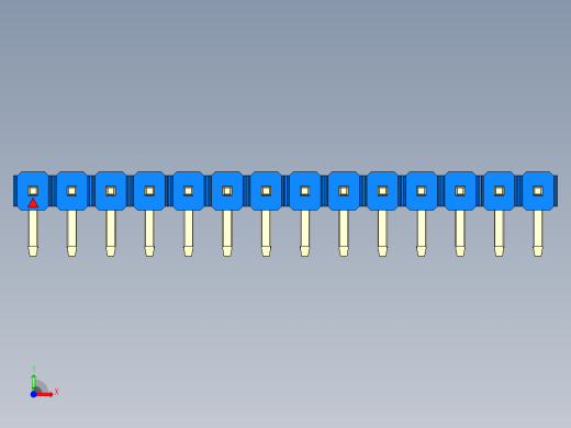 彩色公排针 100mil 2.54mm 系列-DS1022_blue_1x14p_100mil_TypeD_rev1.0前视缩略图