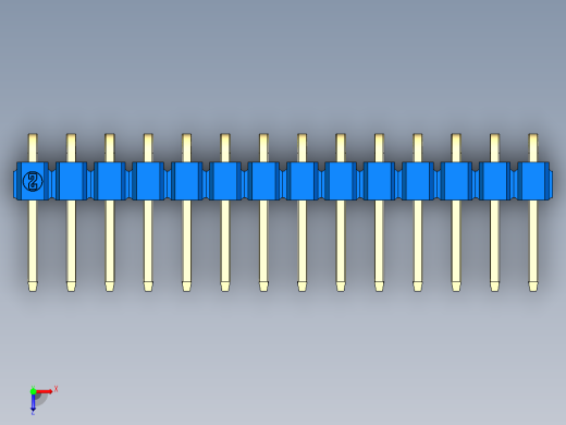 彩色公排针 100mil 2.54mm 系列-DS1022_blue_1x14p_100mil_TypeD_rev1.0俯视缩略图