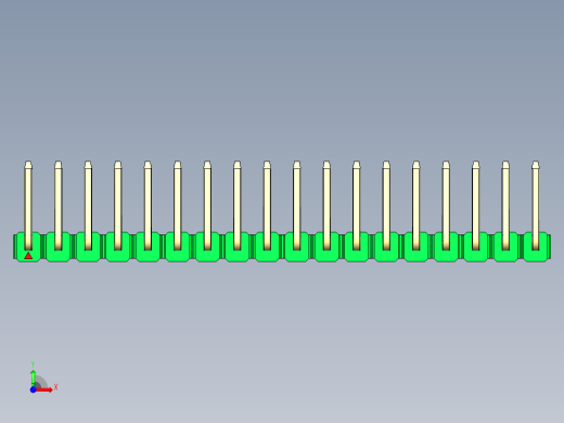 彩色公排针 100mil 2.54mm 系列-DS1022_green_18p_100mil_TypeU_rev1.0前视缩略图