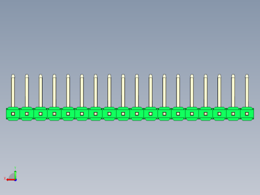 彩色公排针 100mil 2.54mm 系列-DS1022_green_18p_100mil_TypeU_rev1.0后视缩略图