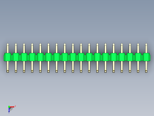 彩色公排针 100mil 2.54mm 系列-DS1022_green_18p_100mil_TypeU_rev1.0俯视缩略图