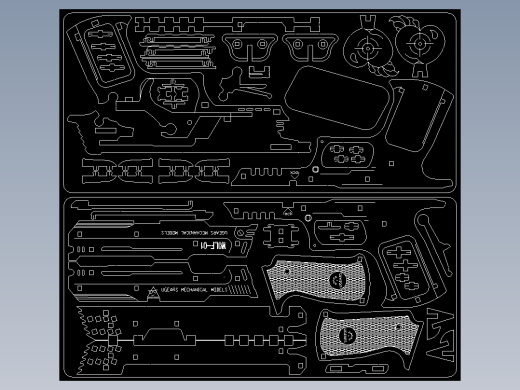 橡皮筋木仓激光切割CAD