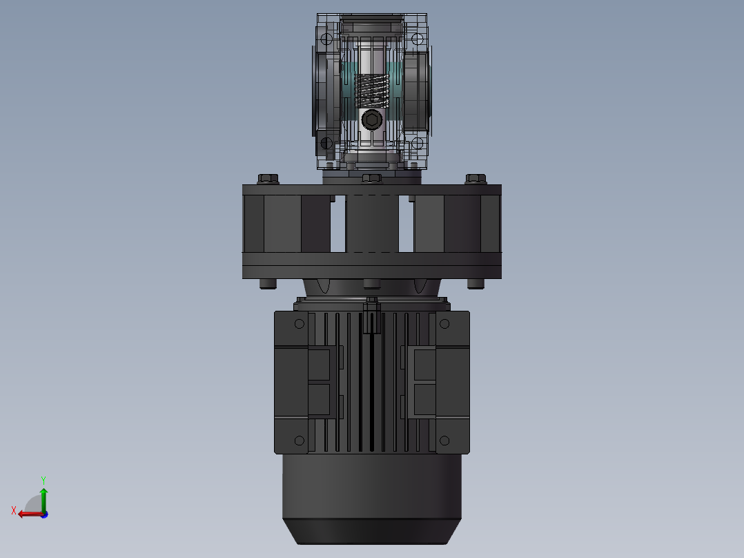 三相电机蜗轮蜗杆减速箱设计 三维模型后视图