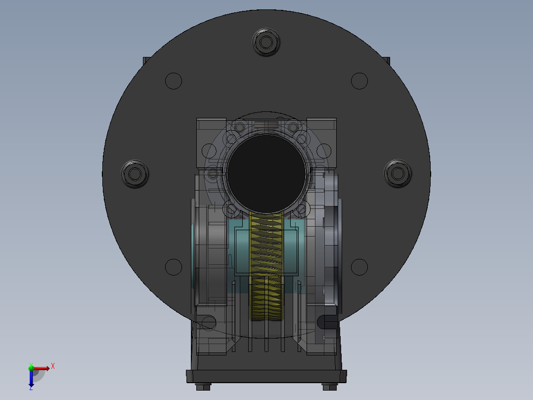三相电机蜗轮蜗杆减速箱设计 三维模型俯视图