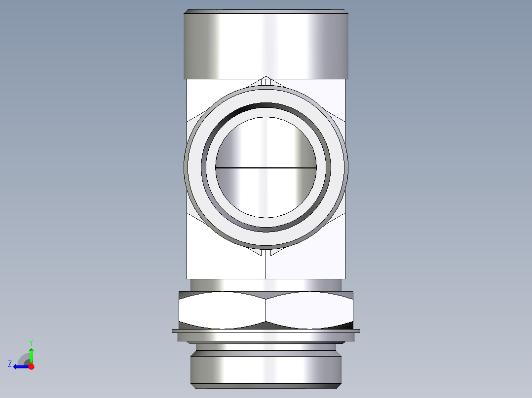卡套式工业通用硬管接头EO_Adjustable_locknut_run_tee_LEE38SROMDCF右视图