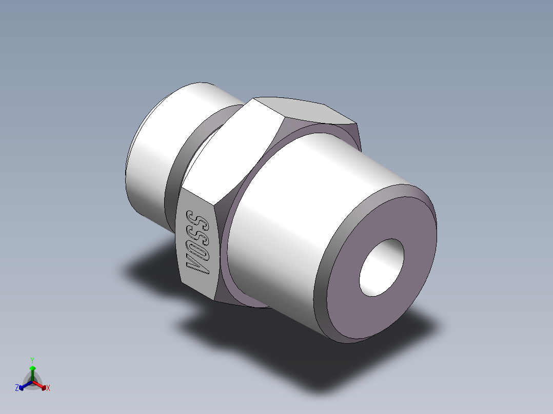 英制锥管螺纹直接头、1CT-14-06SP正等轴测图