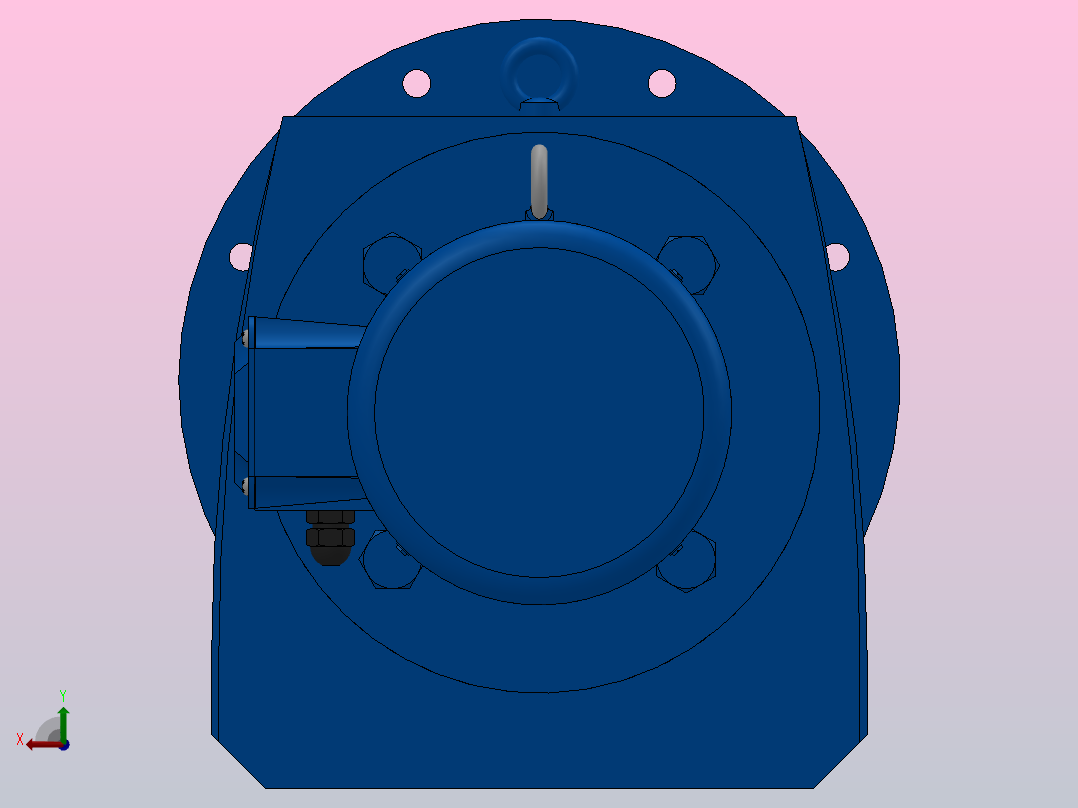 RF107法兰轴伸式安装斜齿轮减速机RF107-Y4-4P-112M-M1-0°-Φ350后视图
