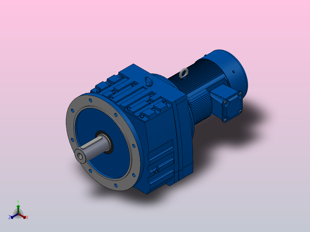 RF107法兰轴伸式安装斜齿轮减速机RF107-Y4-4P-112M-M1-0°-Φ350正等轴测图