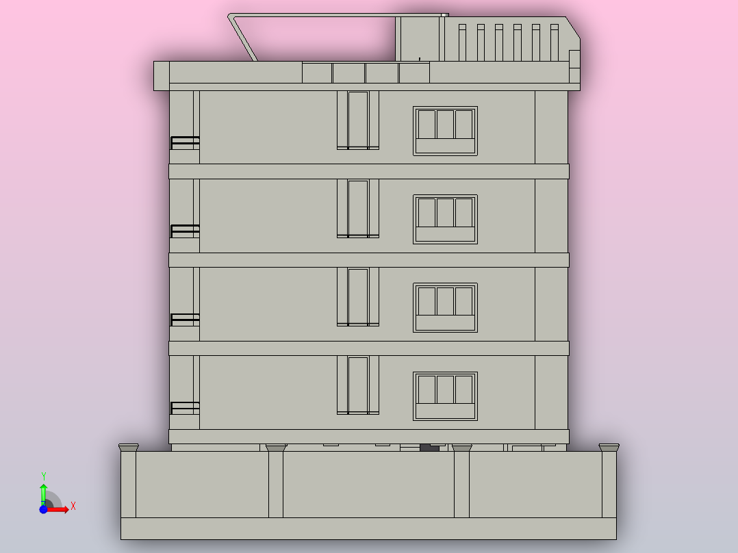 住宅建筑模型前视图