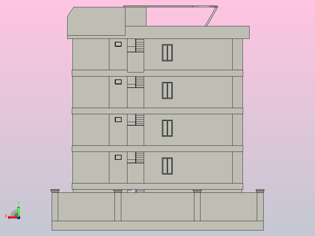住宅建筑模型后视图