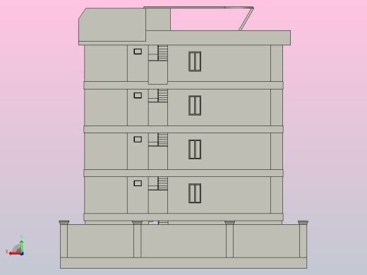 住宅建筑模型后视缩略图