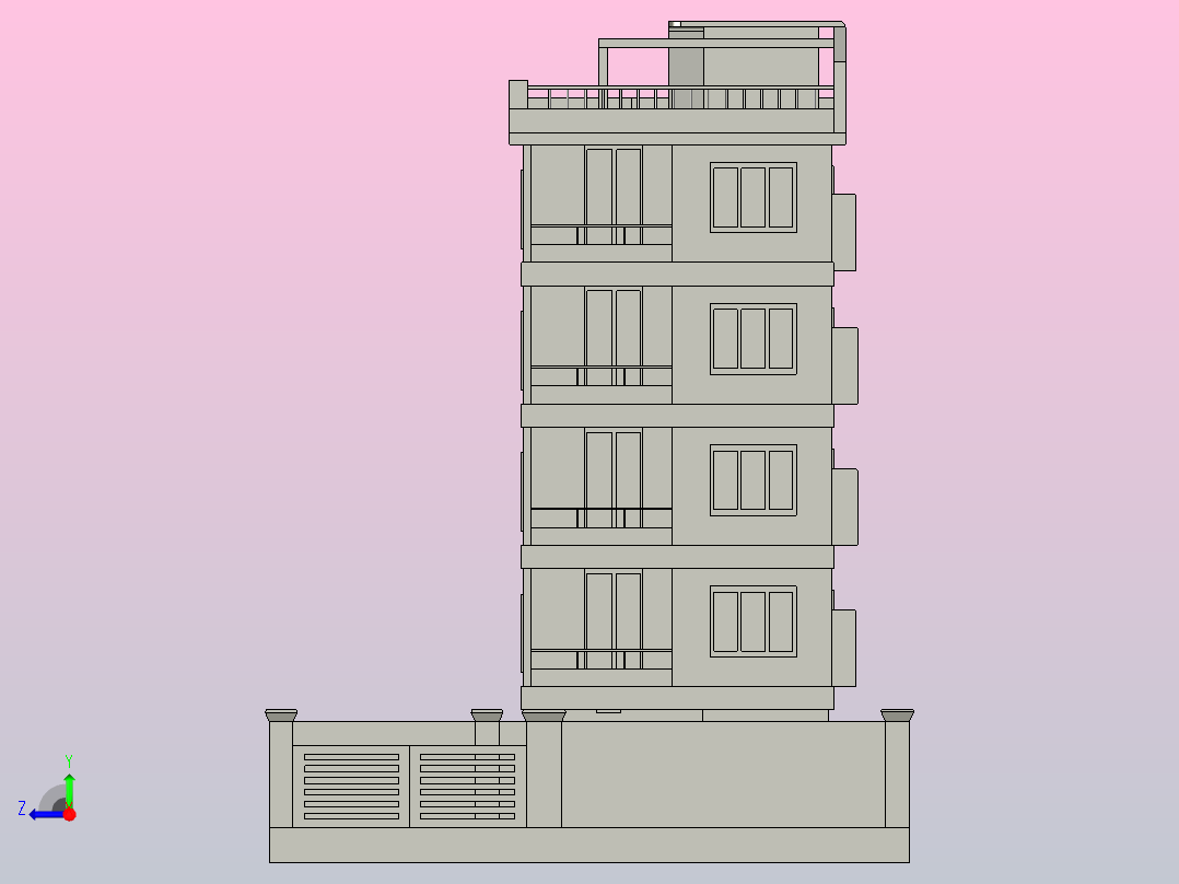 住宅建筑模型右视图