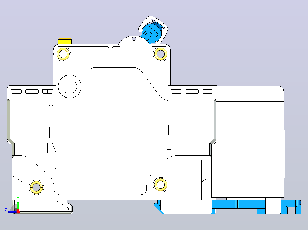 DZ158LE-125 3P&amp;N剩余电流动作断路器三维模型202307右视图