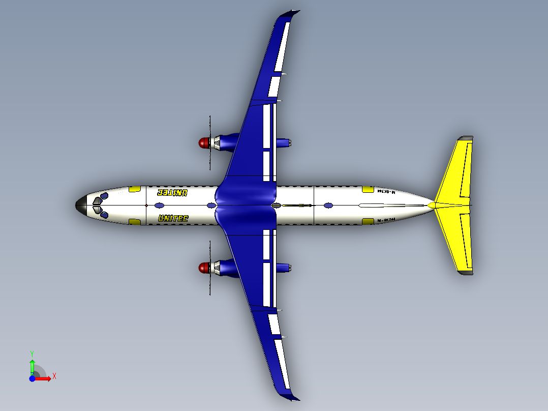 Proton Turboliner试验机3D数模图纸 x_t格式前视图