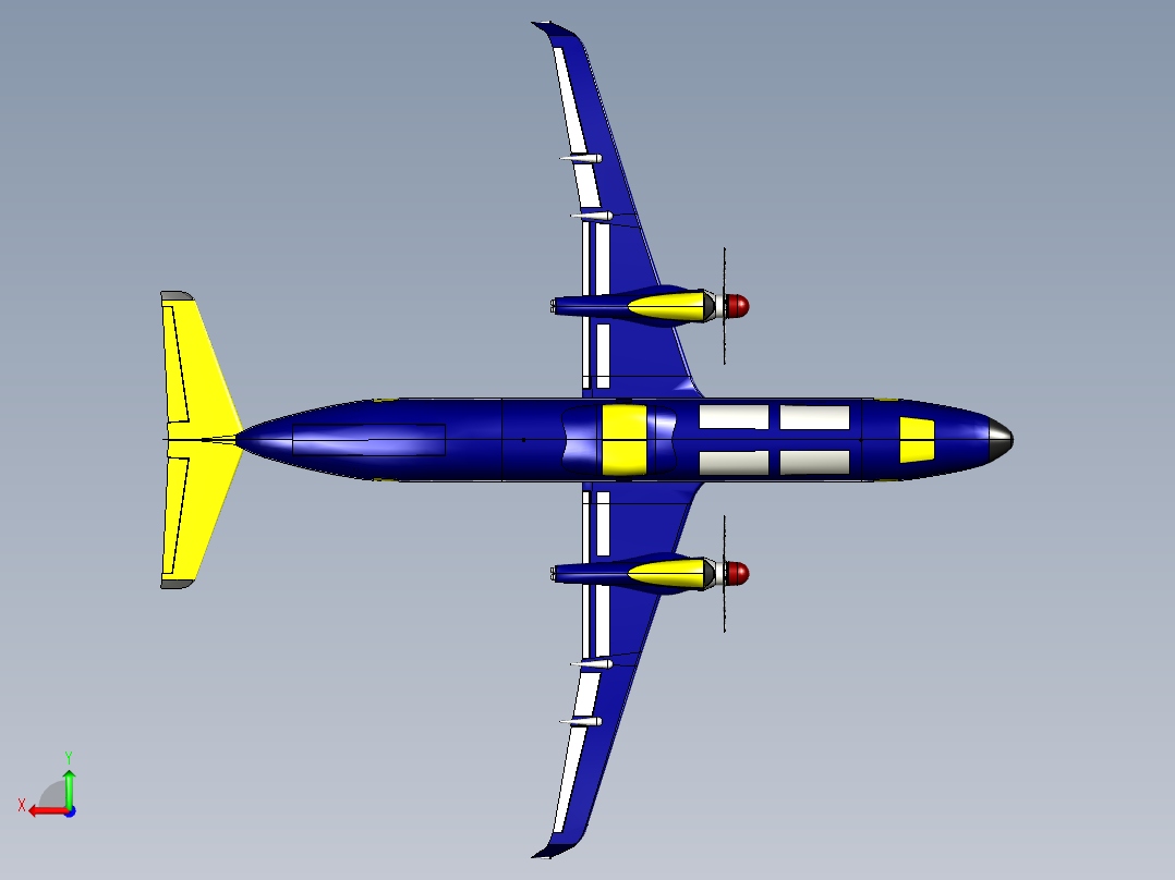 Proton Turboliner试验机3D数模图纸 x_t格式后视图