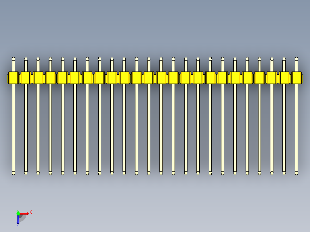 彩色公头100mil（2.54mm）系列-DS1021_yellow_1x24p_100mil_Type19_rev1.0俯视图