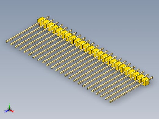 彩色公头100mil（2.54mm）系列-DS1021_yellow_1x24p_100mil_Type19_rev1.0正等轴测缩略图