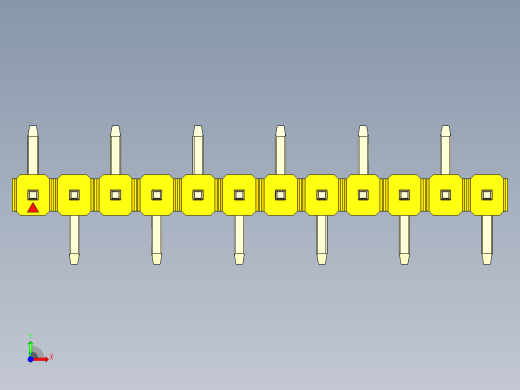 彩色公排针 100mil 2.54mm 系列-DS1022_yellow_12p_100mil_Type_SMT_R1_rev1.0前视缩略图