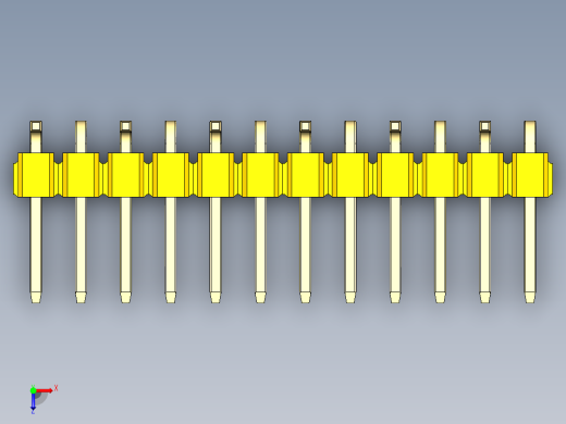 彩色公排针 100mil 2.54mm 系列-DS1022_yellow_12p_100mil_Type_SMT_R1_rev1.0俯视缩略图