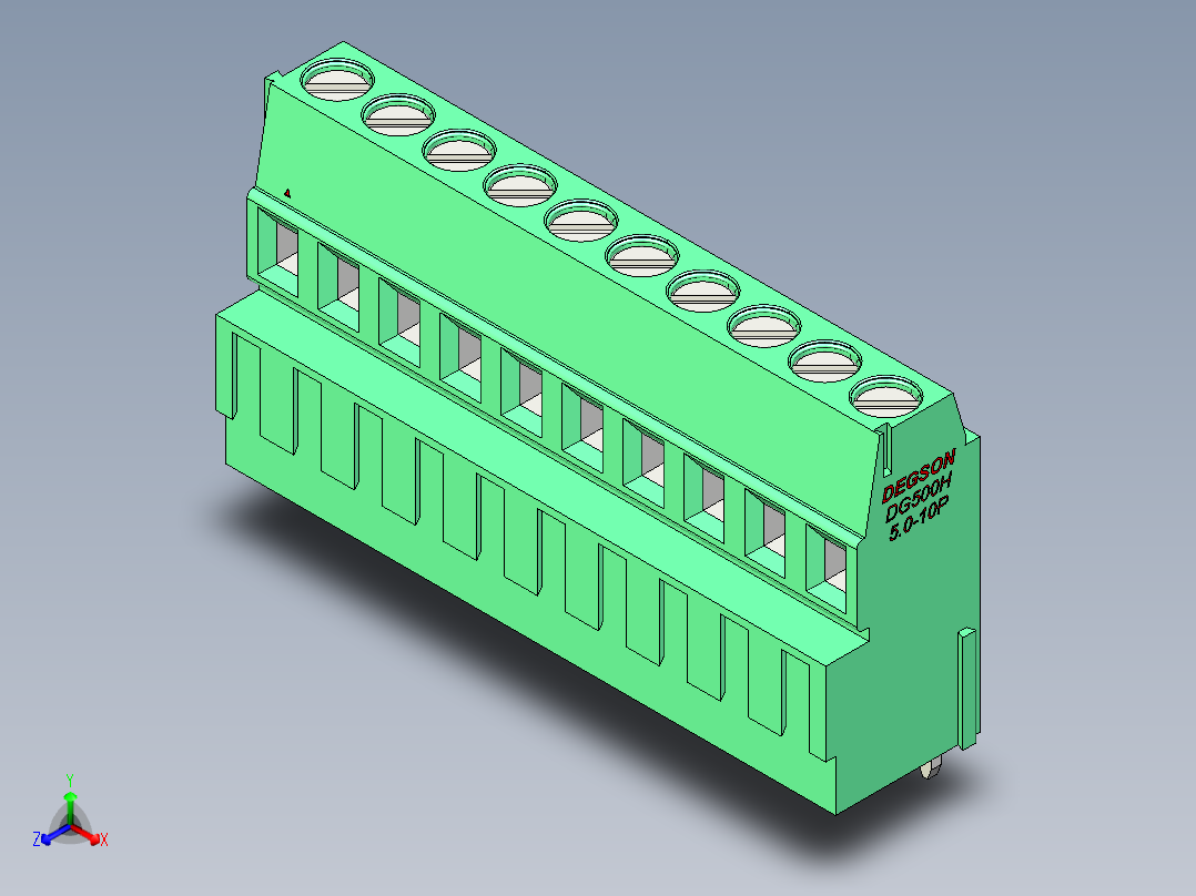 DEGSON DG500 系列 5.05.087.62mm 接线端子-DG500H-5.0-10P-14-00AH主视图