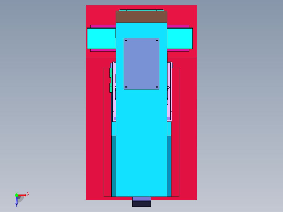 工作台左右穿梭双色印刷机俯视图