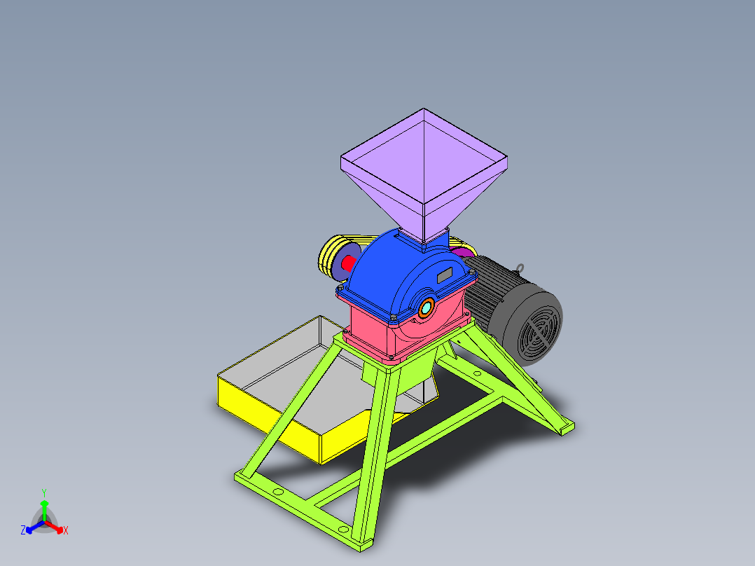 饲料粉碎机设计含三维SW模型=1297939==500正等轴测图