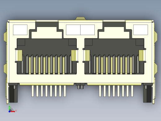 RJ45模块插孔连接前视缩略图