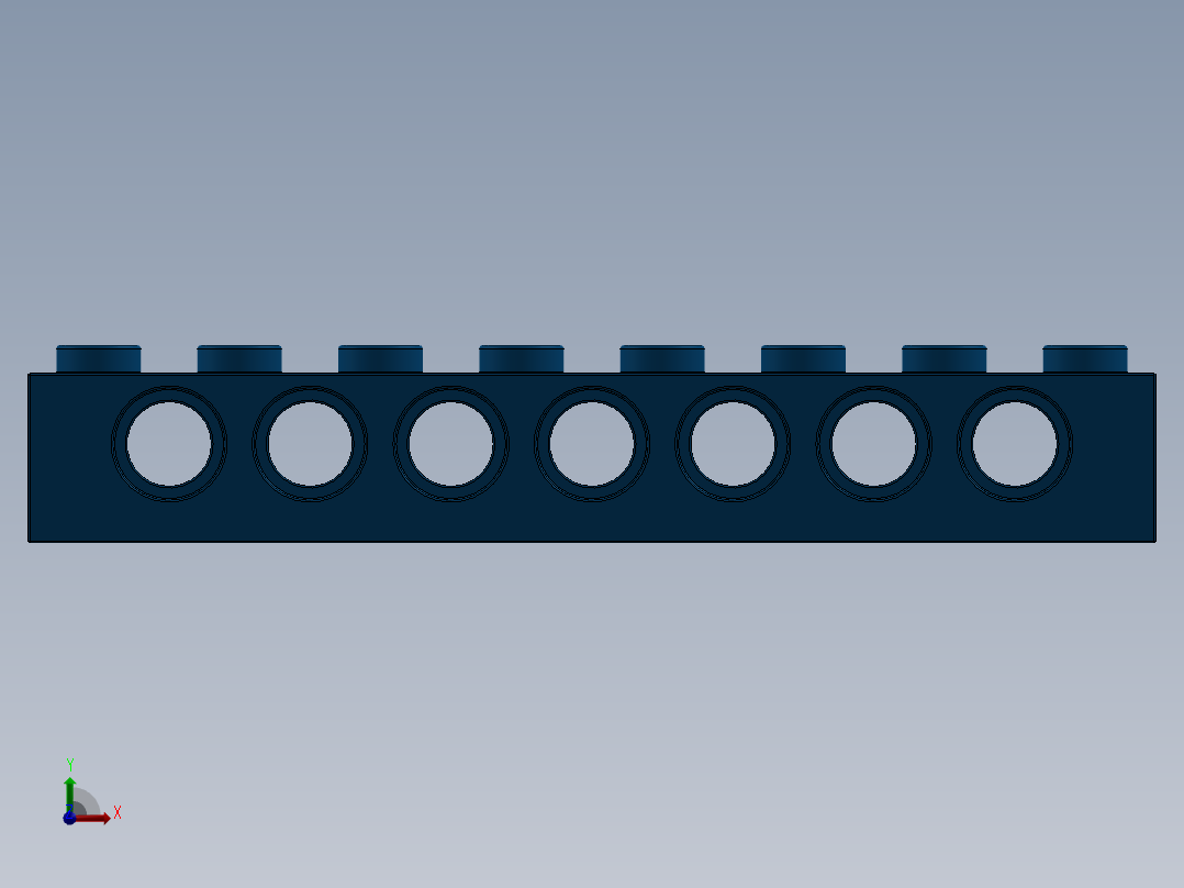 乐高机械组积木（横梁）-370223 Bright Blue Technic Brick 1 x 8 with Holes前视图