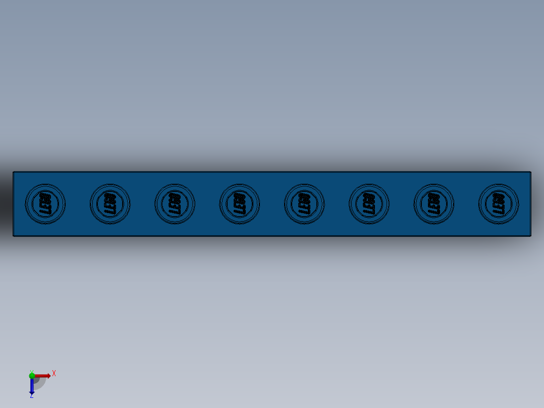 乐高机械组积木（横梁）-370223 Bright Blue Technic Brick 1 x 8 with Holes俯视图