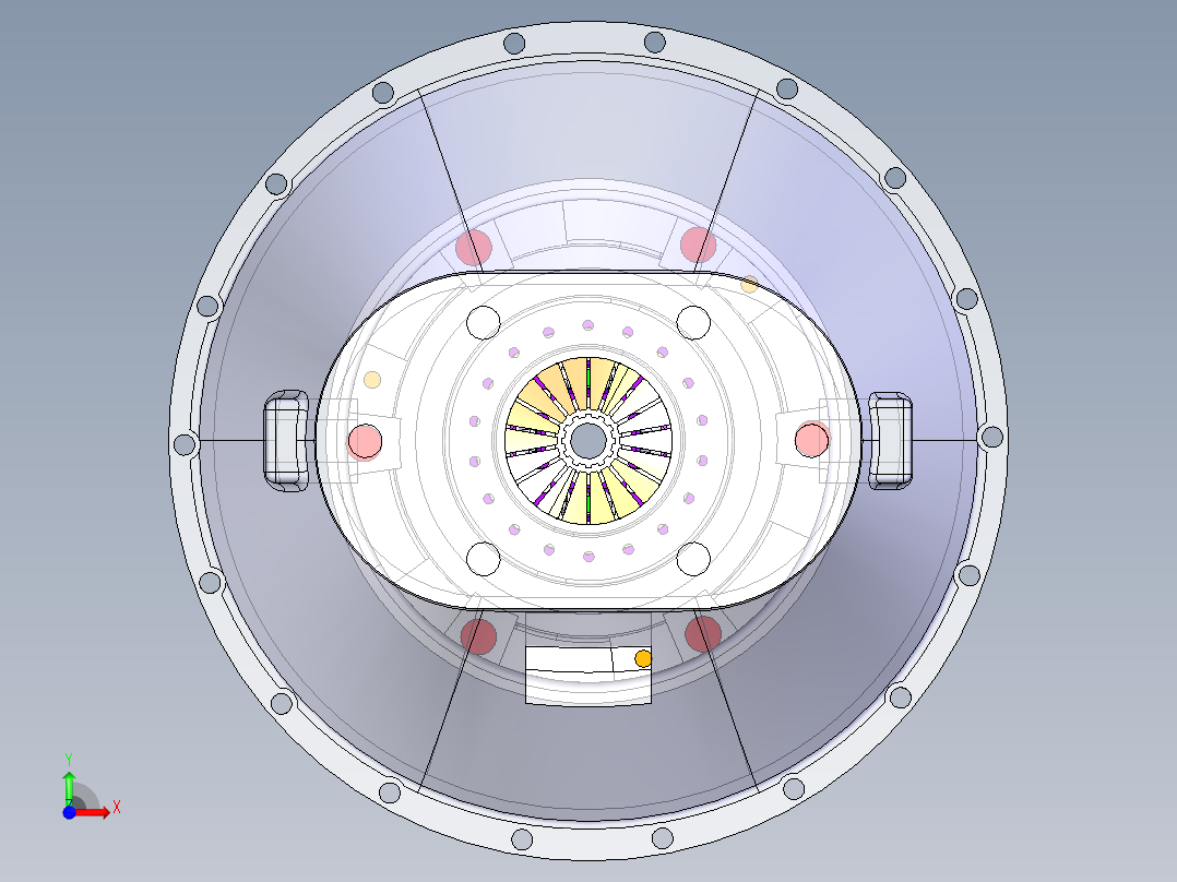 汽车膜片弹簧离合器CATIA建模图前视图