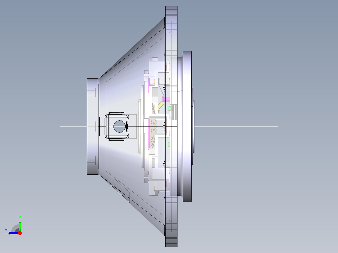 汽车膜片弹簧离合器CATIA建模图右视图