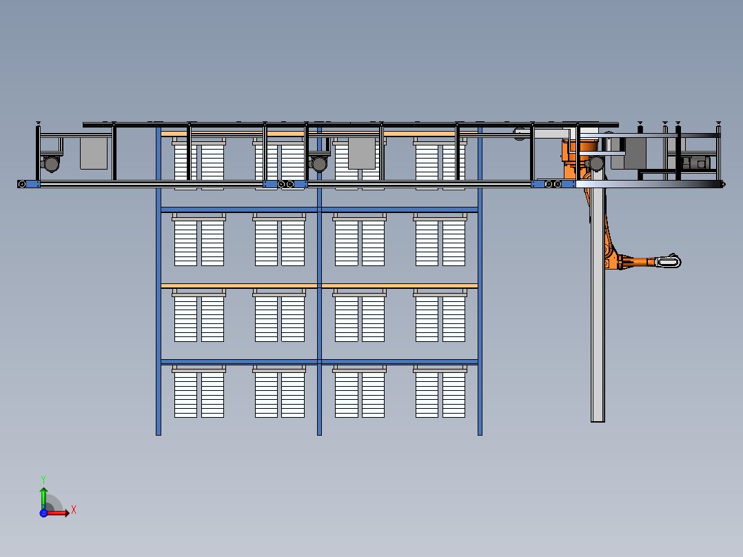 自动化立体仓库3D模型前视图