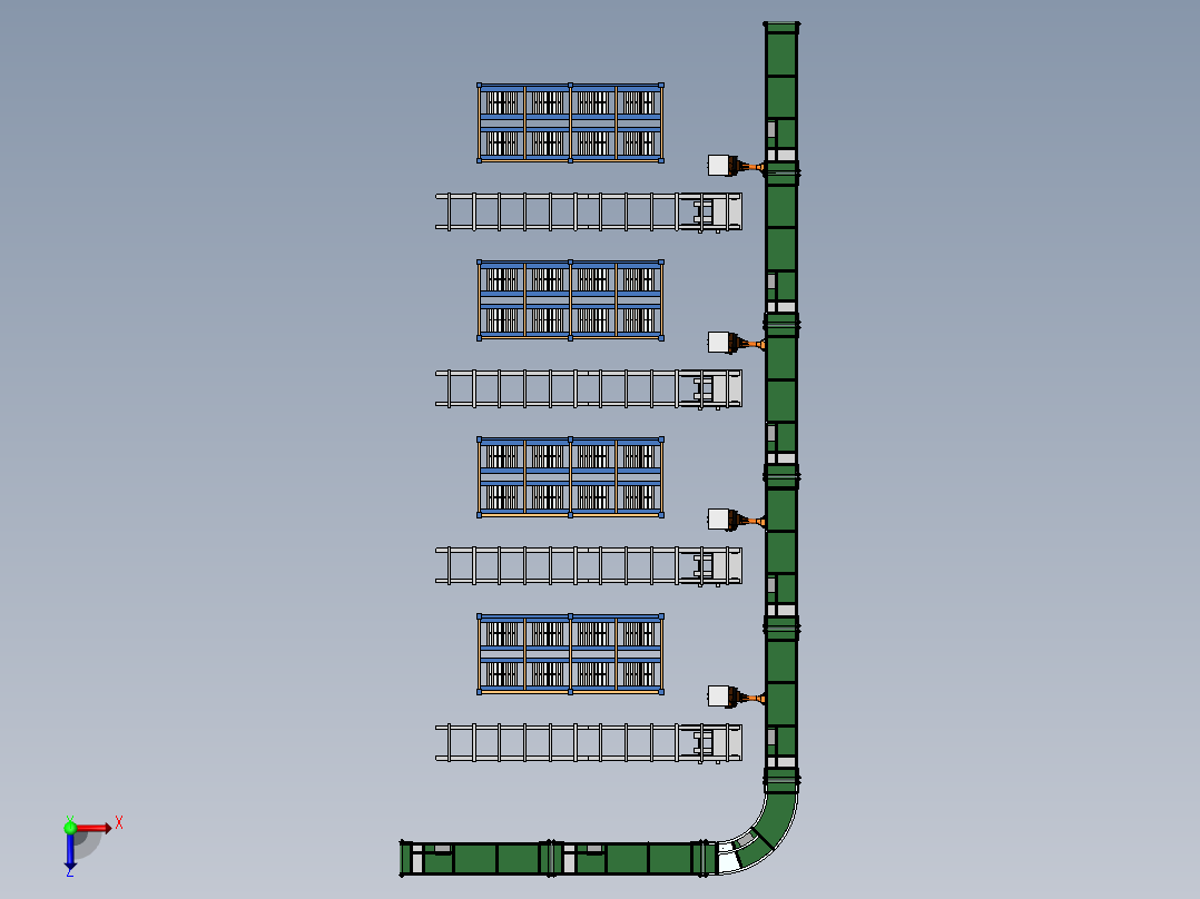 自动化立体仓库3D模型俯视图