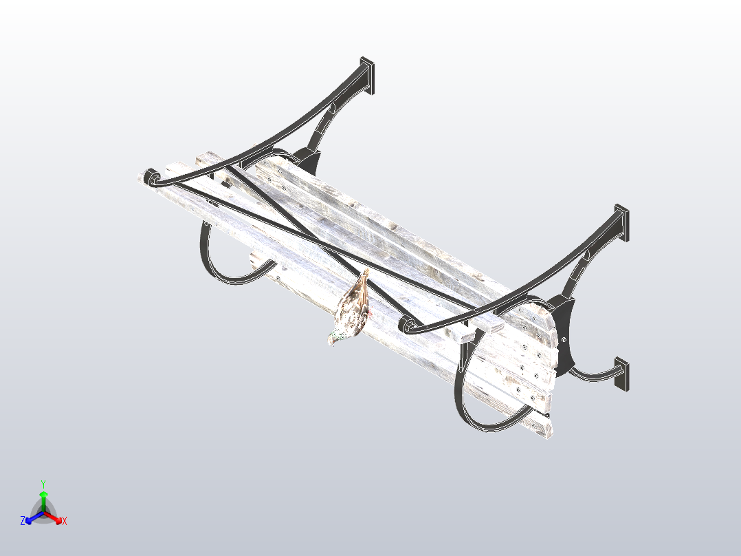 带鸽子的公园长椅主视图