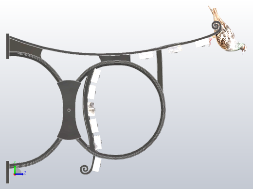 带鸽子的公园长椅左视缩略图