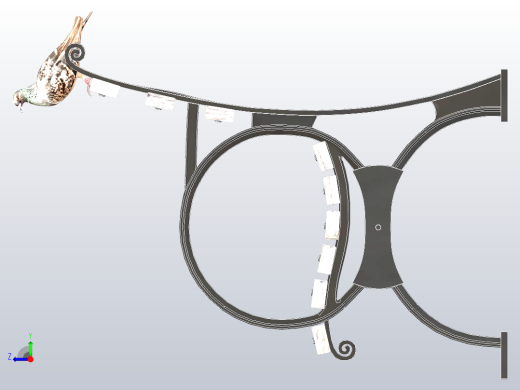 带鸽子的公园长椅右视缩略图