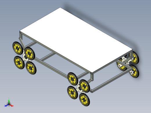 四轮爬楼梯小平板车3D图纸 STEP格式