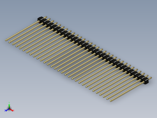 彩色公头100mil（2.54mm）系列-DS1021_black_1x31p_100mil_Type43_rev1.0正等轴测缩略图
