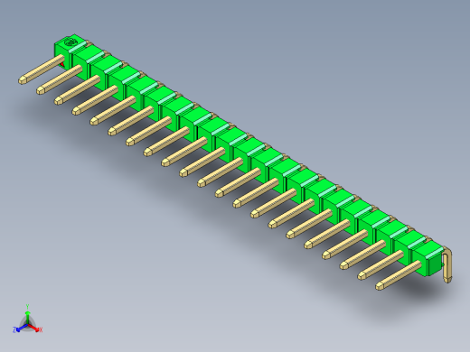 彩色公排针 100mil 2.54mm 系列-DS1022_green_1x21p_100mil_TypeD_rev1.0