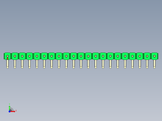 彩色公排针 100mil 2.54mm 系列-DS1022_green_1x21p_100mil_TypeD_rev1.0前视缩略图