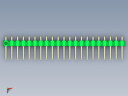 彩色公排针 100mil 2.54mm 系列-DS1022_green_1x21p_100mil_TypeD_rev1.0俯视缩略图