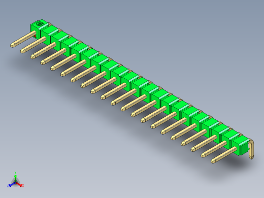 彩色公排针 100mil 2.54mm 系列-DS1022_green_1x21p_100mil_TypeD_rev1.0正等轴测缩略图