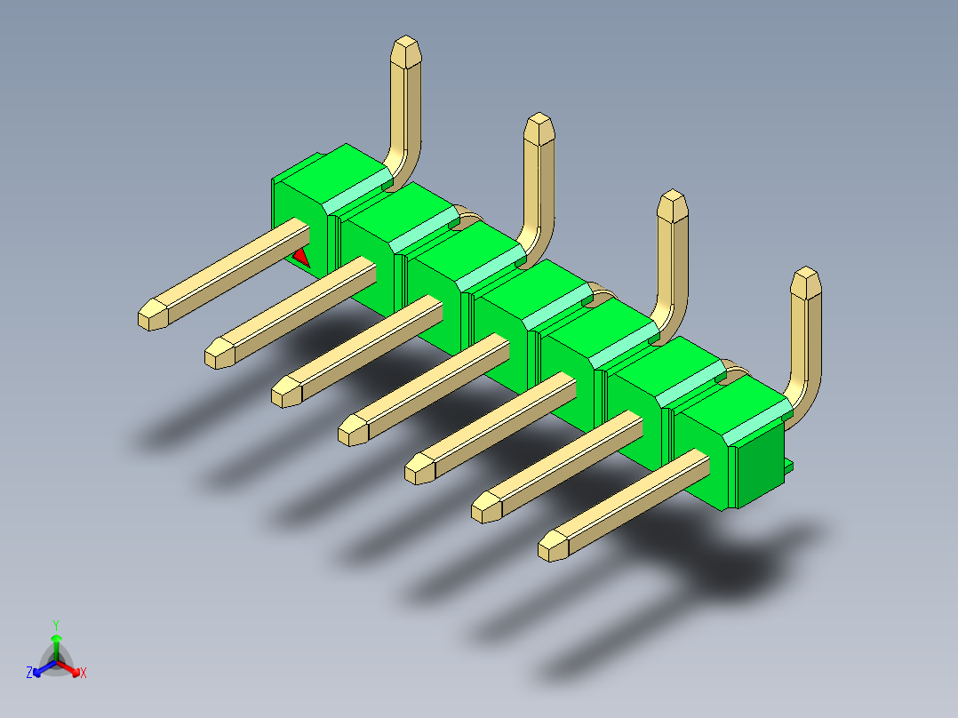 彩色公排针 100mil 2.54mm 系列-DS1022_green_07p_100mil_Type_SMT_R1_rev1.0主视图