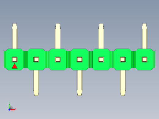 彩色公排针 100mil 2.54mm 系列-DS1022_green_07p_100mil_Type_SMT_R1_rev1.0前视缩略图