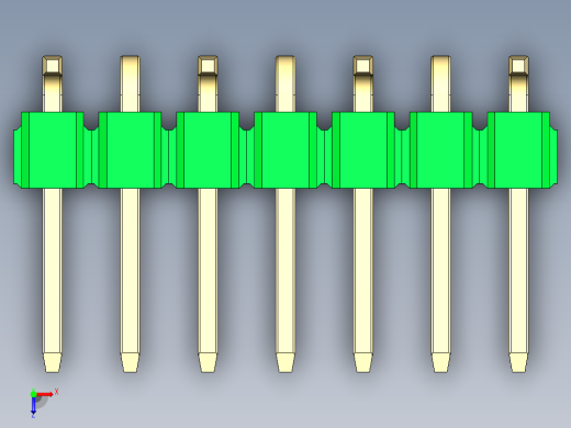 彩色公排针 100mil 2.54mm 系列-DS1022_green_07p_100mil_Type_SMT_R1_rev1.0俯视缩略图