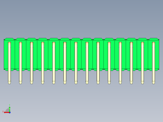 彩色公排针 100mil 2.54mm 系列-DS1022_green_3x14p_100mil_TypeD_rev1.0后视缩略图
