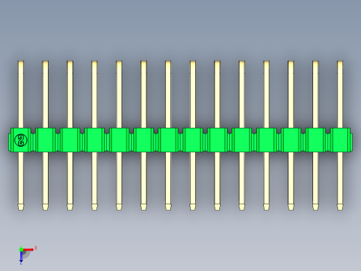 彩色公排针 100mil 2.54mm 系列-DS1022_green_3x14p_100mil_TypeD_rev1.0俯视缩略图
