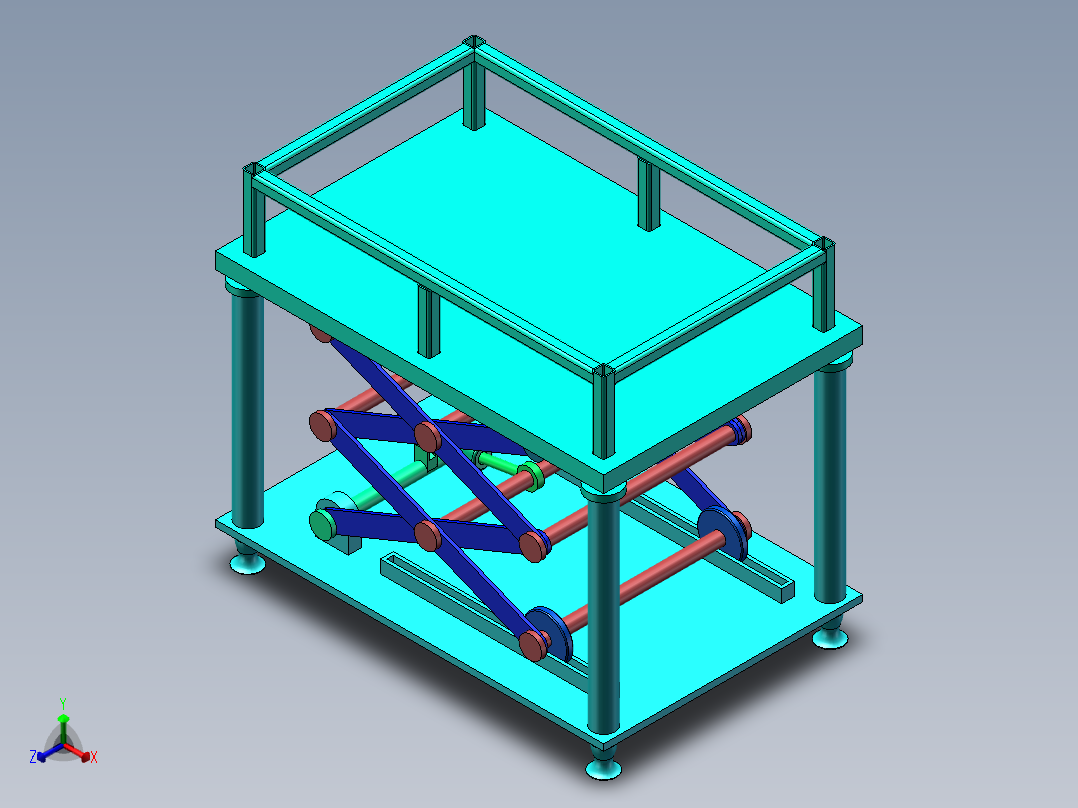 升降桌正等轴测图